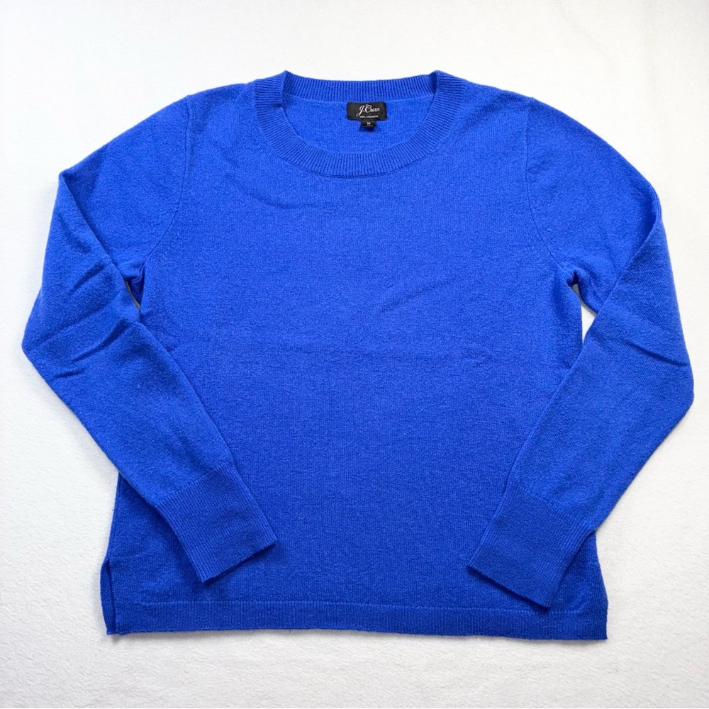 J. Crew Cashmere Classic Fit Crewneck Sweater Womens Medium Cobalt Blue - Picture 2 of 6